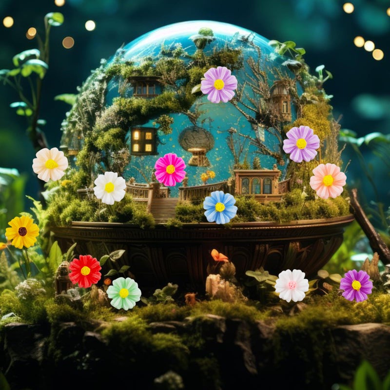 HOMICO 200 Pieces Colorful Tiny Daisy Decor for Dollhouse Mini Resin Decor for Crafts Tiny Things for Fairy Garden Micro Landscaping Decoration - Image 5